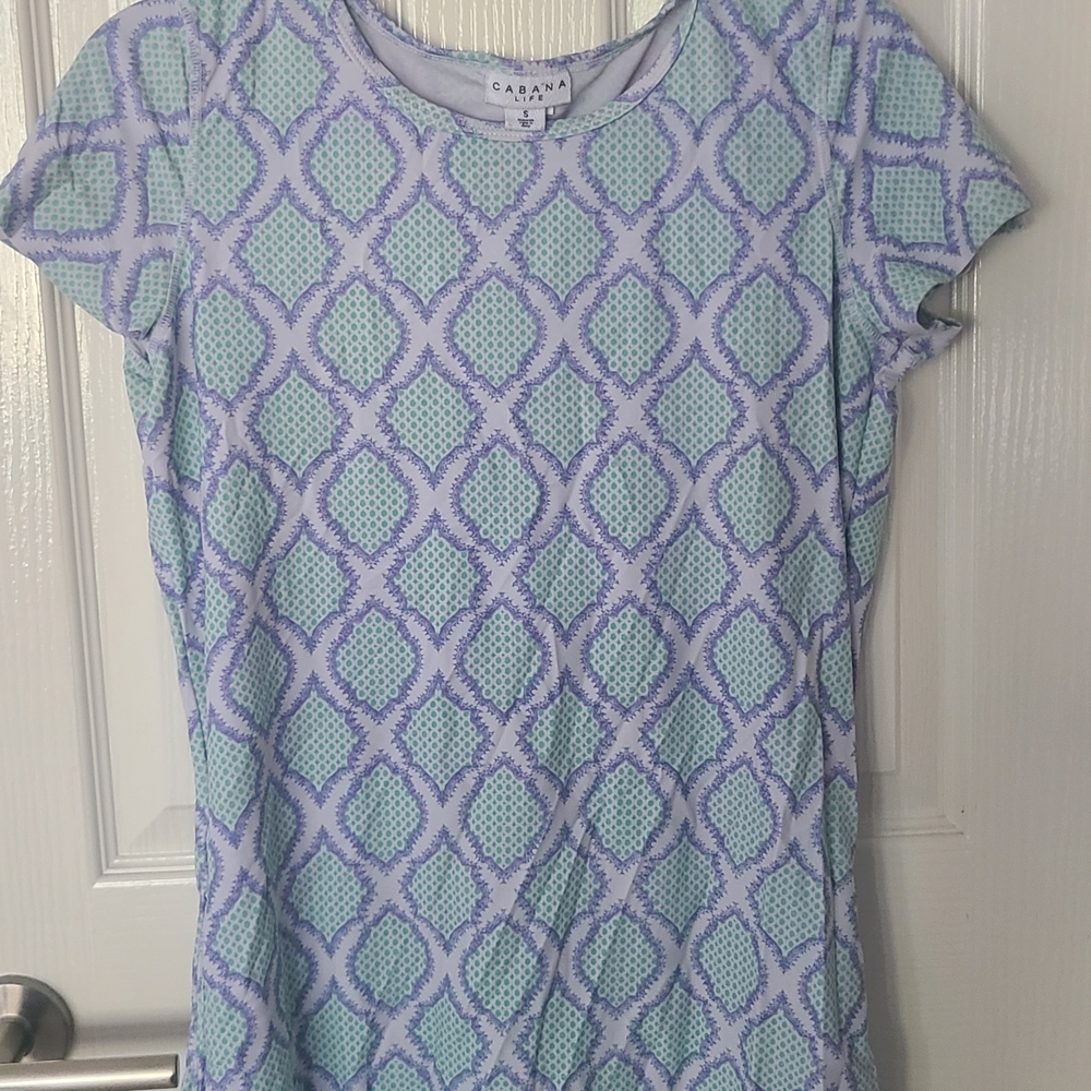 Cabana Life Mint and Lavender Patterned Top